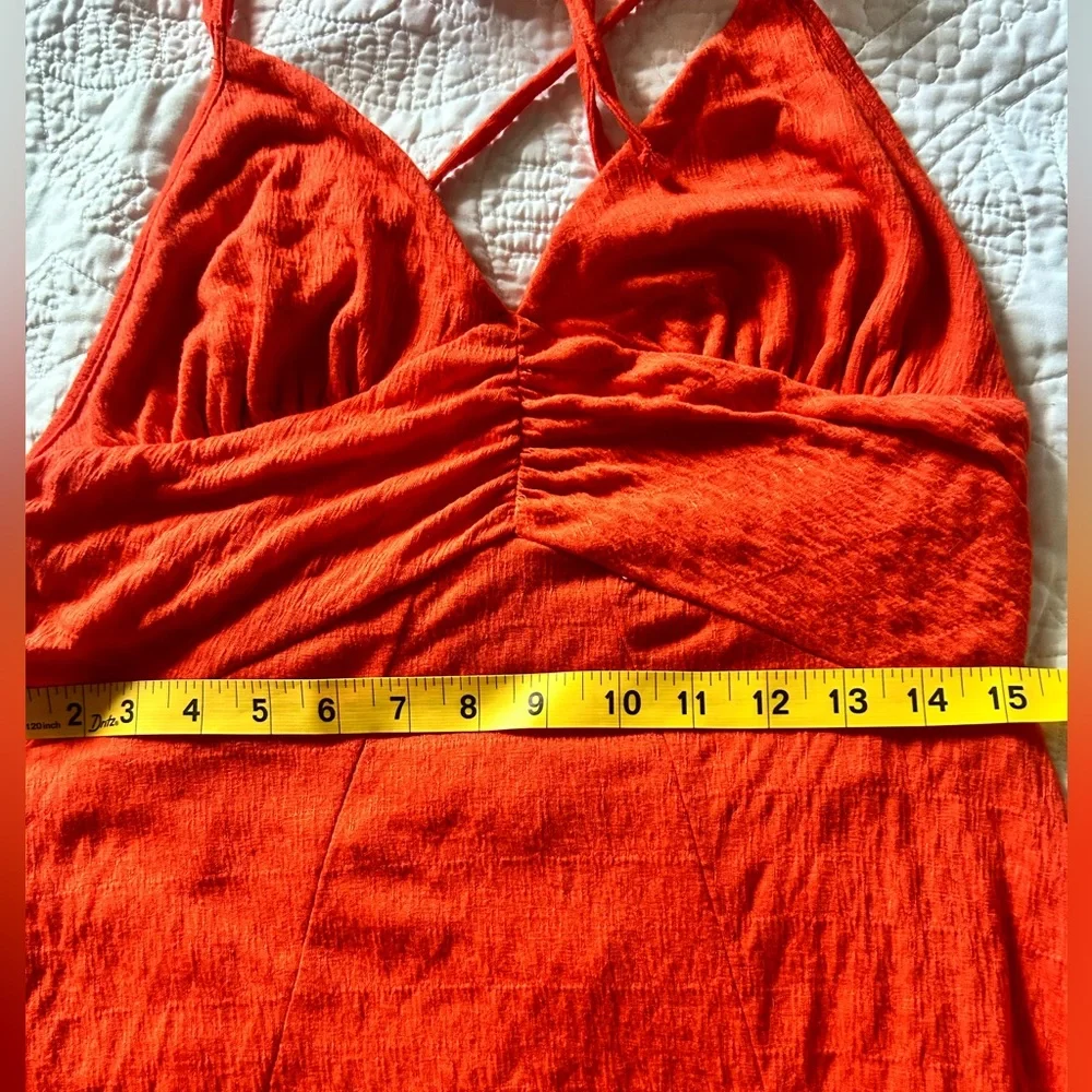Free people Elegant Orange Maxi Dress Length 58 inches excellent condition - Picture 6 of 9